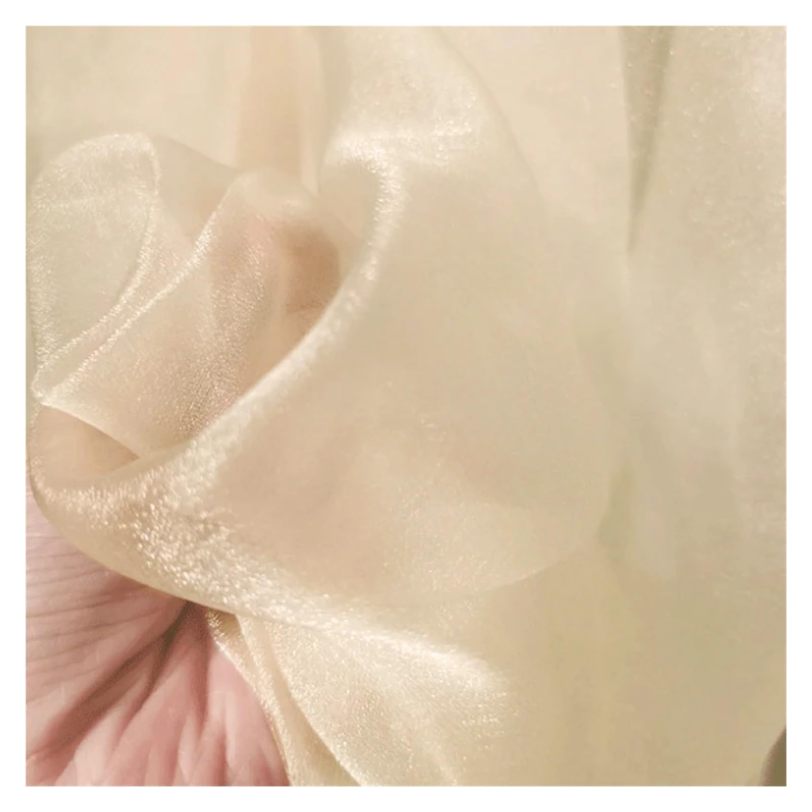 Glitter Stoff 3/5/10 m transparenter Voile-Stoff, schimmernd, durchsichtig, als Meterware erhältlich, ideales Material for Nähen und Basteln für Hochzeitsfeier Dekoration ( Color : Champagne , Size :