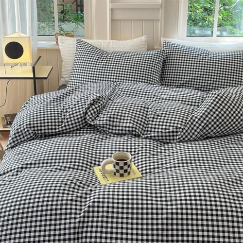 Image of Nayoroom Black and White Gingham Duvet Cover Queen Plaid Dorm Bedding