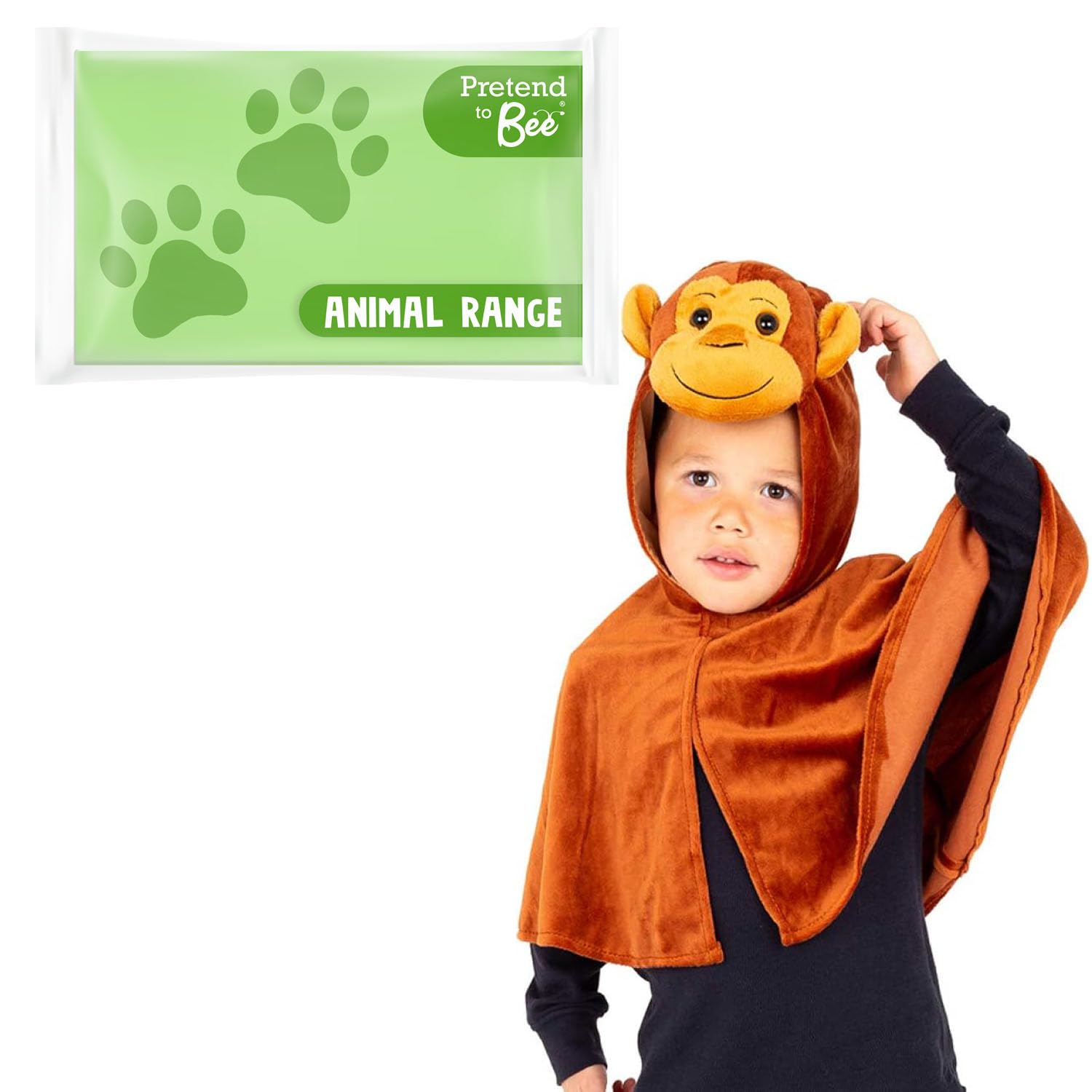 PRETEND TO BEE Monkey Cape Dress Up Costume for Kids, 3-7 Years