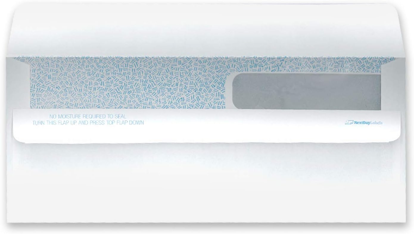 NextDayLabels - Sobres de control de seguridad de doble ventana - Compatible con QuickBooks y otros cheques, caja de 500