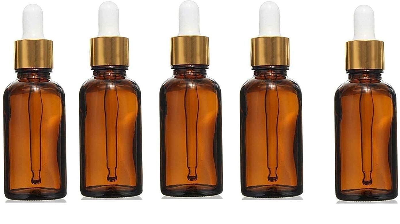 Pack of 5PCS 30ML Amber Round Empty Glass Bottle with Euro Dropper,White Sealable Cap and Stopper for Essential Oils, Blends, DIY Skincare, Cosmetics, Refillable Bottle for Beauty Products-image-46