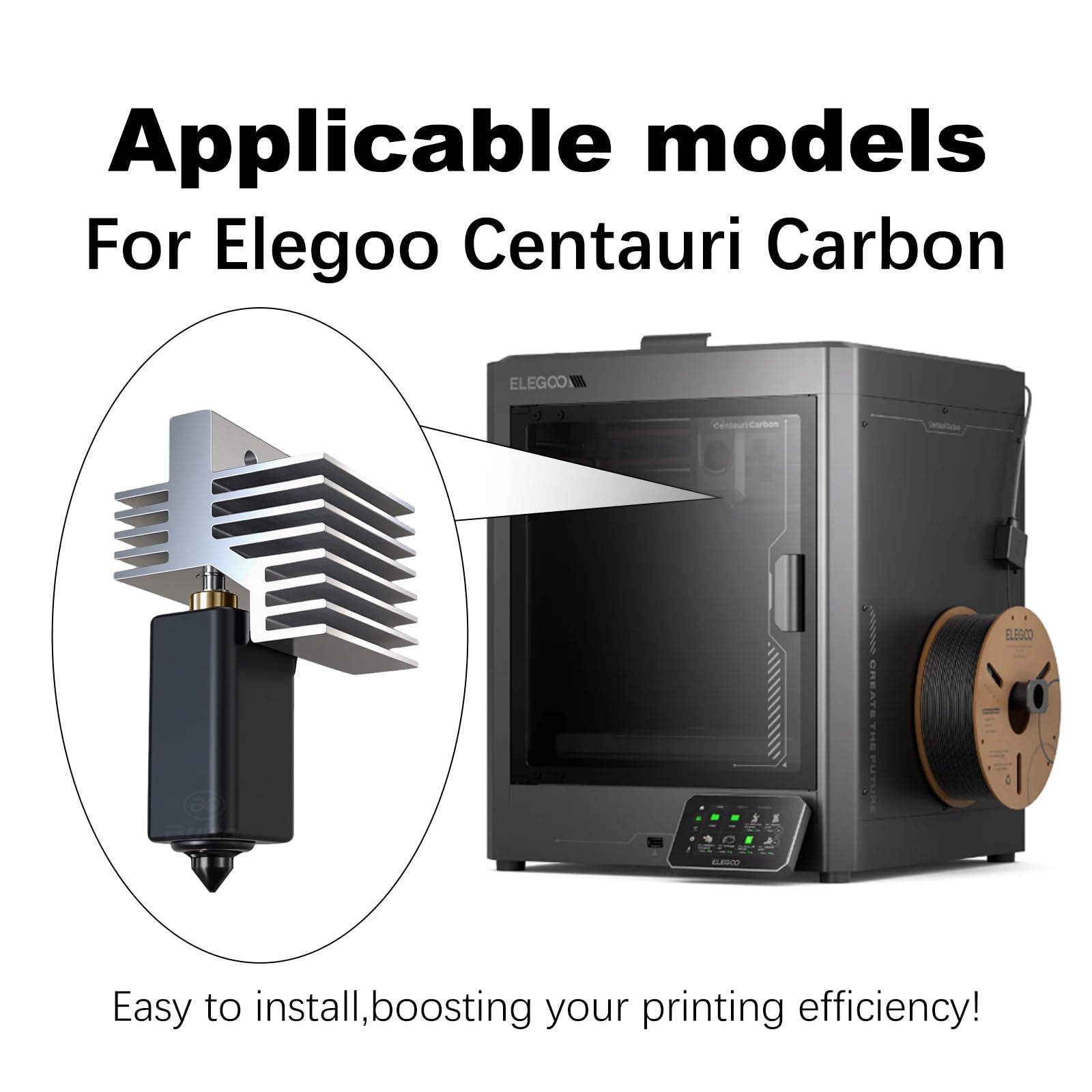 Für Elegoo Centauri Carbon Hotend, 0,4 mm vorinstallierte Düse aus gehärtetem Messing, Extruder-Kit, installierter Kühlkörper, mit 0,2 mm, 0,4 mm, 0,6 mm, 0,8 mm Düse, Silikon-Socke
