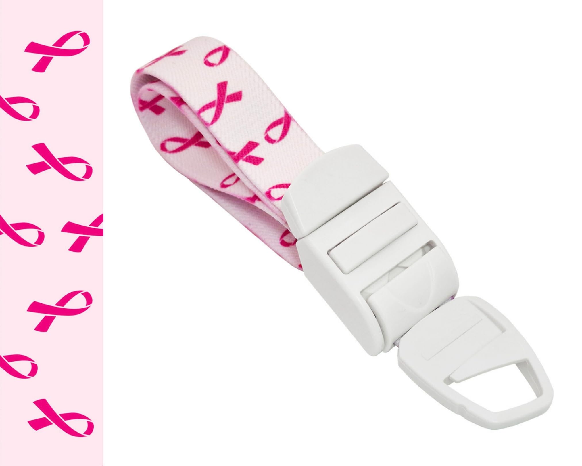 Garrot d'infirmière médicale avec motif ruban rose – Libération rapide et lente – Boucle en plastique ABS, bande élastique sans latex – Parfait pour les médecins, les étudiants et les