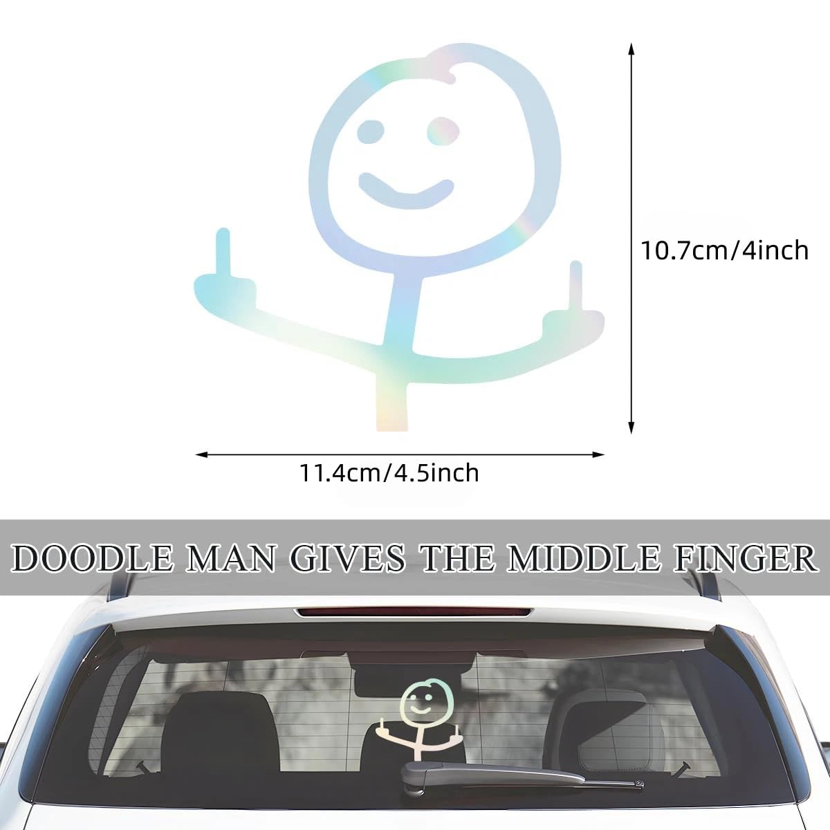 4 Pièces Doigt D'honneur Autocollants Voiture, Stickers Voiture en Vinyle, Decoration Voiture Accessoire de Fenêtre de Voiture pour Pare-Brise, Pare-Chocs, Vitres de Voitures (Multicolore) - 3