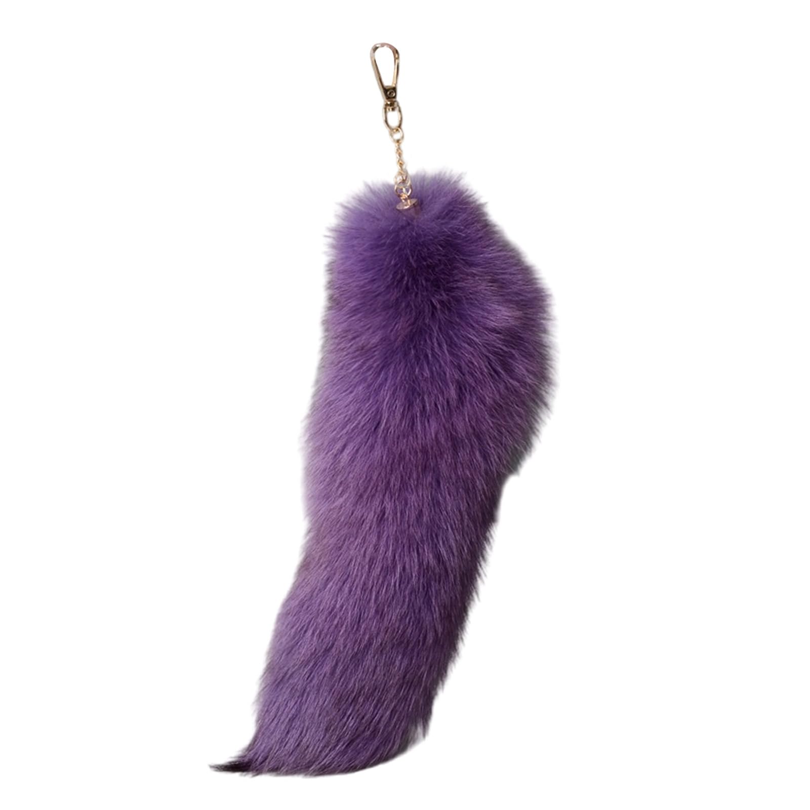 Maxtonser Plush Faux Hair Foxes Tail Keychain Elegant Keyrings Charm with Foxes Tail Pendant Fashionable Keychain Decorations