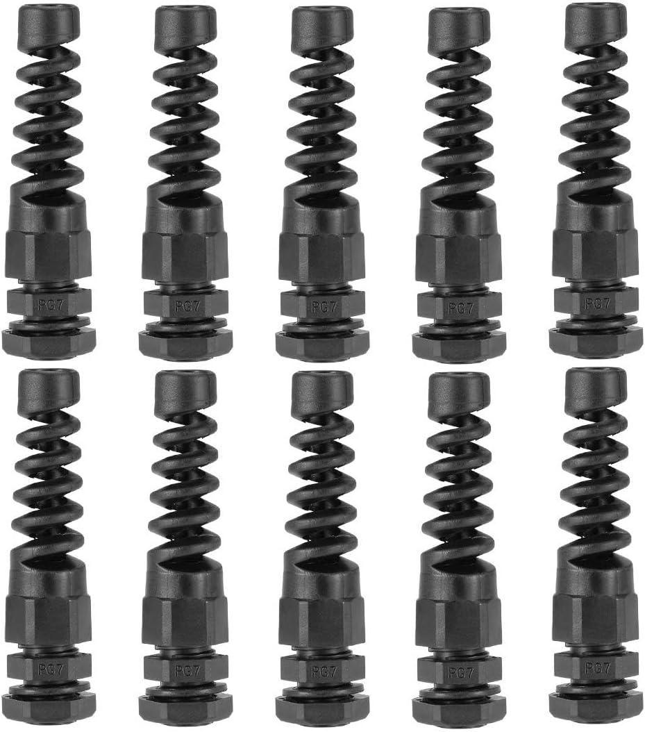 2Pcs G1/2" Cable Gland IP68 Waterproof 6—12mm Adjustable Strain Relief Cord Connector Spiral Nylon Joint Gasket for Cable Wire, White