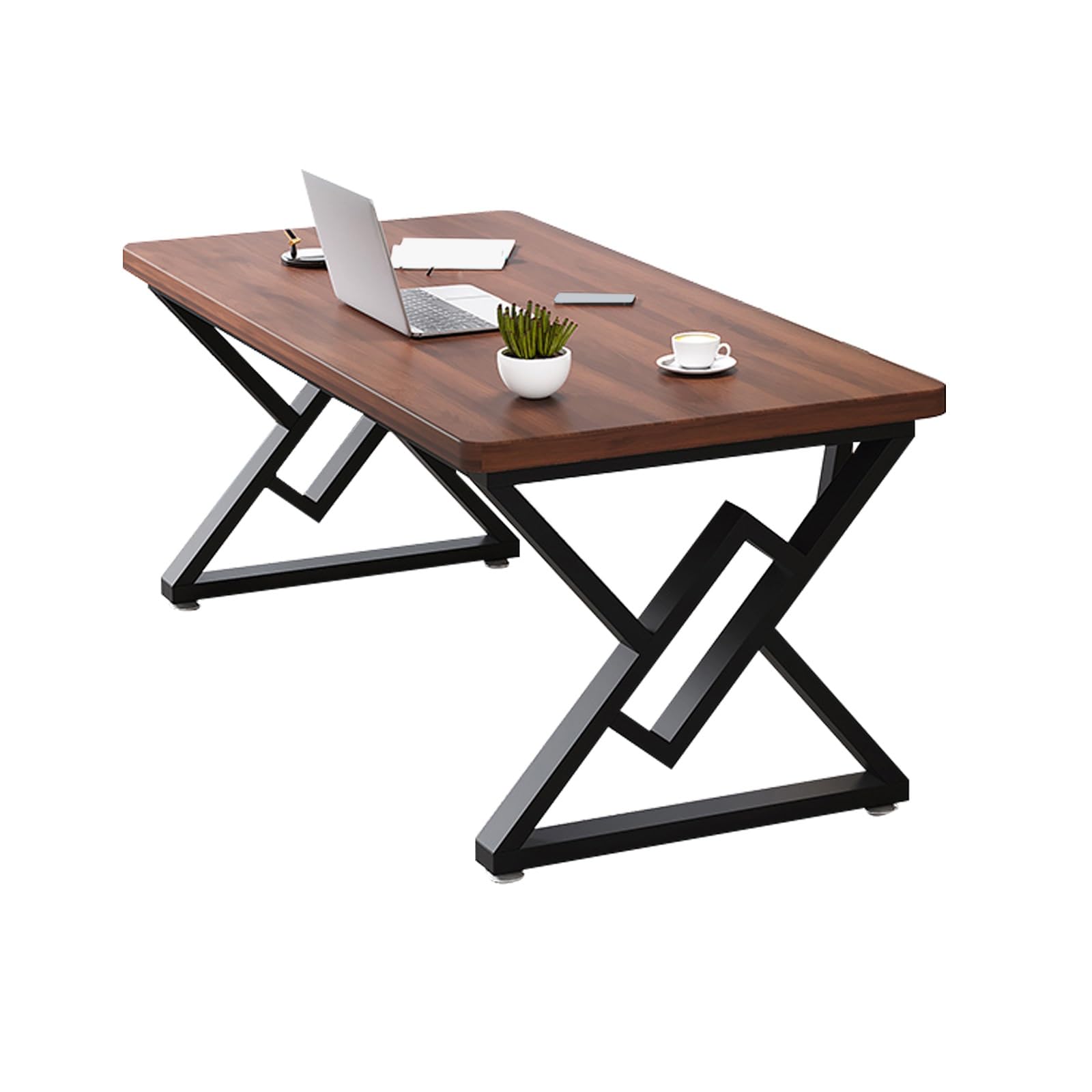 Wdsopk Brown Study Desk, Sturdy Carbon Steel Table Legs, Stable & Versatile For Various Settings, 100X60x75cm（-80 * 60 * 75Cm）