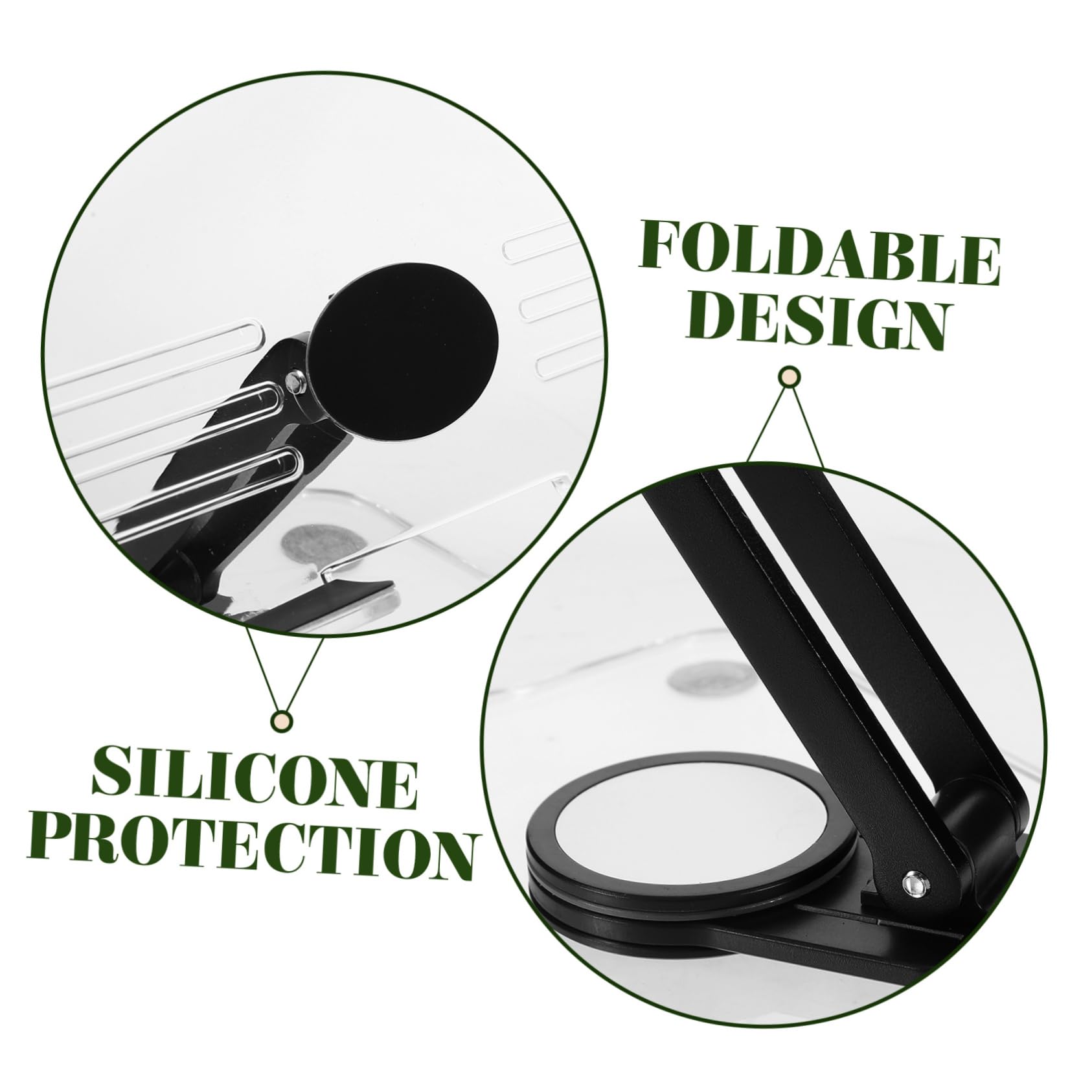 SEWACC Soporte para Tableta de Escritorio Acrílico Plegable y Giratorio Antideslizante para Oficina y Hogar Color Negro