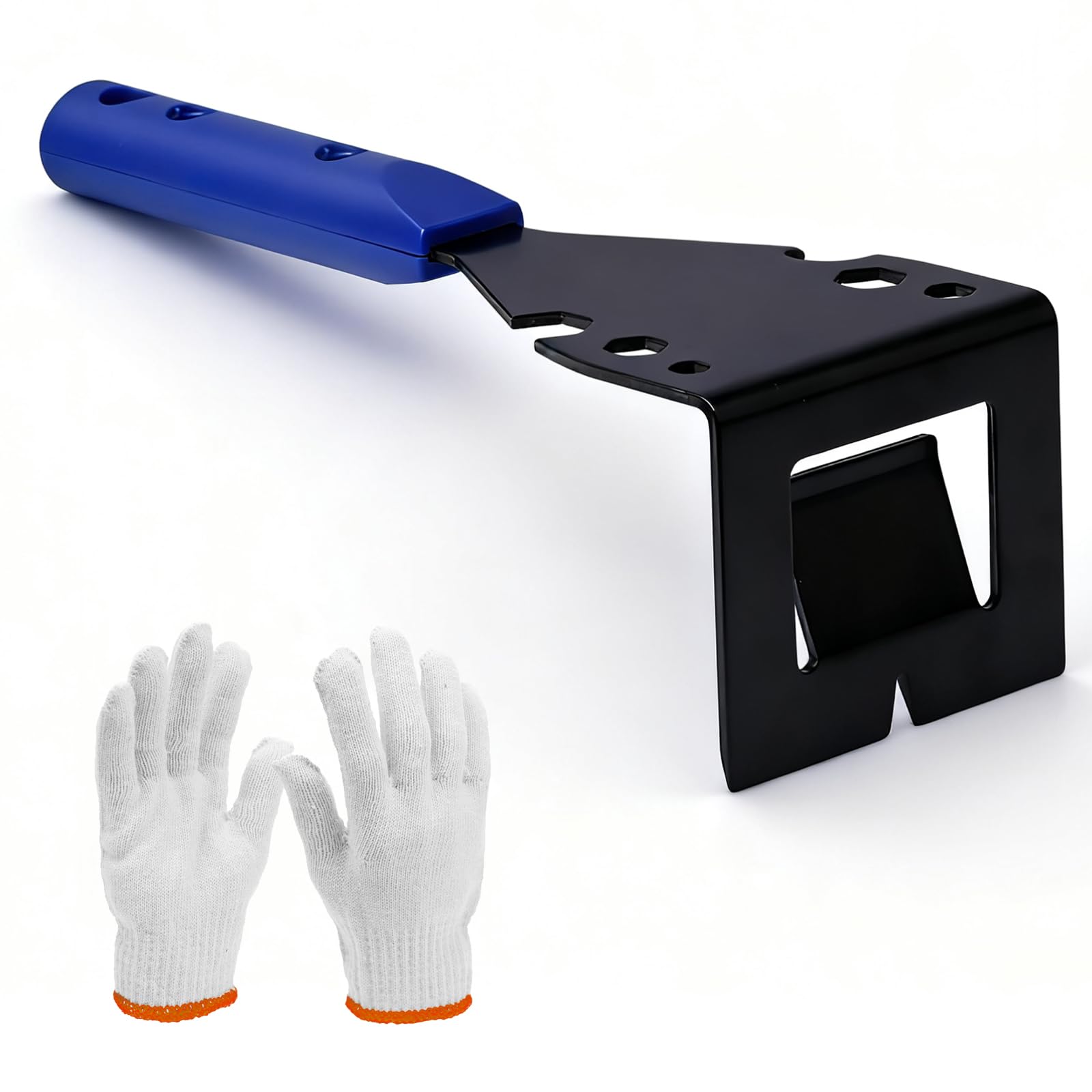 Storystore Trim Puller Pry Bar, Metal Tile Skirting Board Removal Tool for Removing Wood Floor Baseboard Door Casings Tiles Nail Pulling with Working Gloves