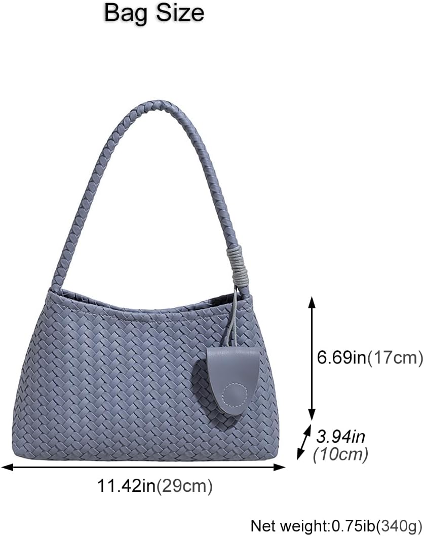 Woven Hobo Bag for Women Fashion Faux Leather Bucket Shoulder Bags Trendy Hobo Tote Underarm Handbags Purse for Work Travel
