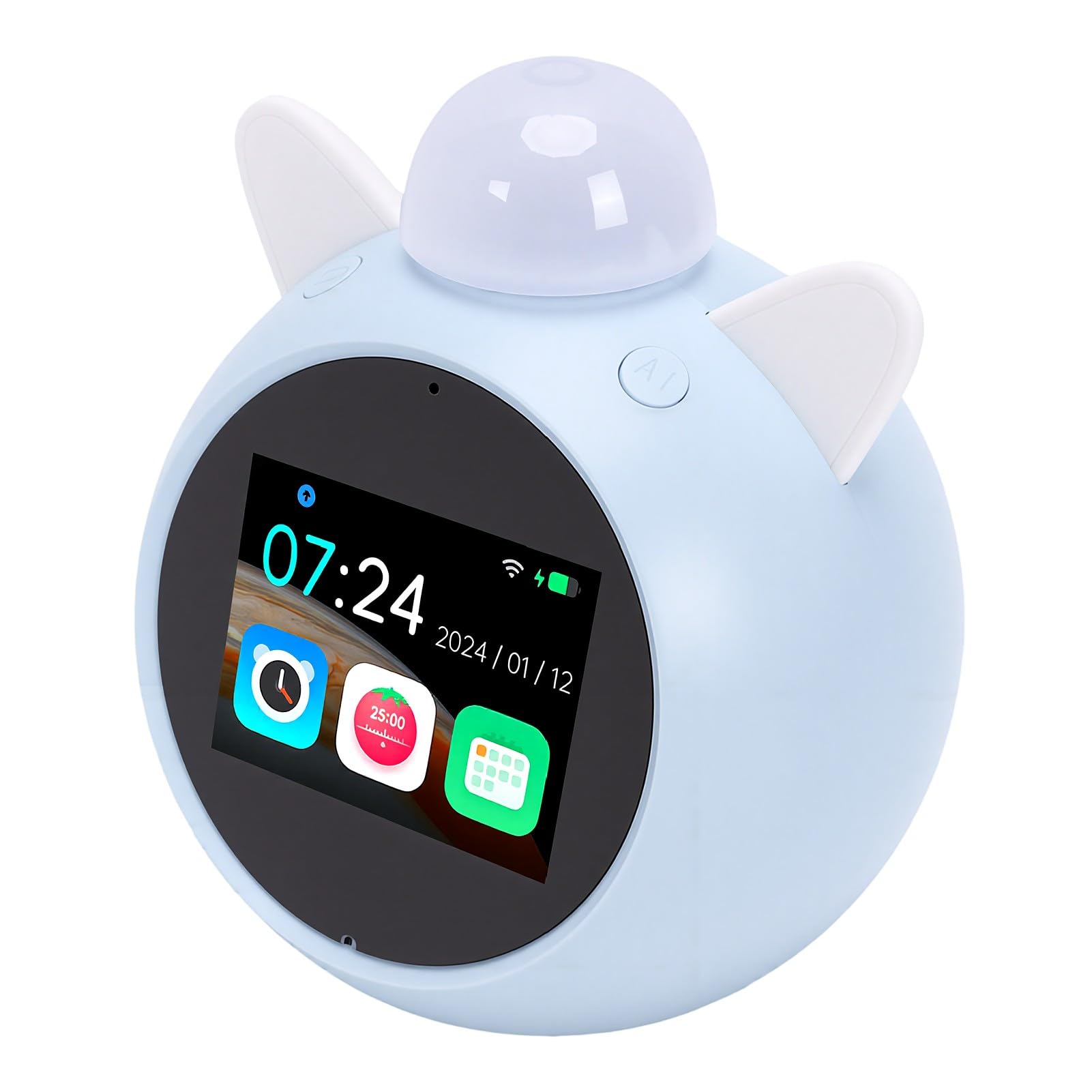 Sveglia Digitale per Bambini con Storie della Buonanotte AI, Orologio Parlante Intelligente Luce Notturna con Rumore Bianco WiFi Connesso Touch Screen da 2,8 Pollici per Bambini Che Aiutano a