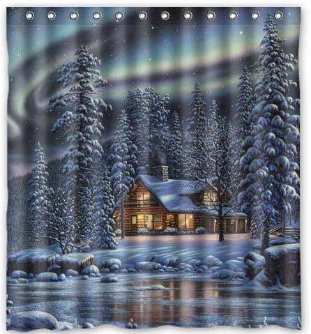 BravoVision Custom the Nature Art Winter Snow Waterproof Fabric Bath Shower Curtain 66" x 72"
