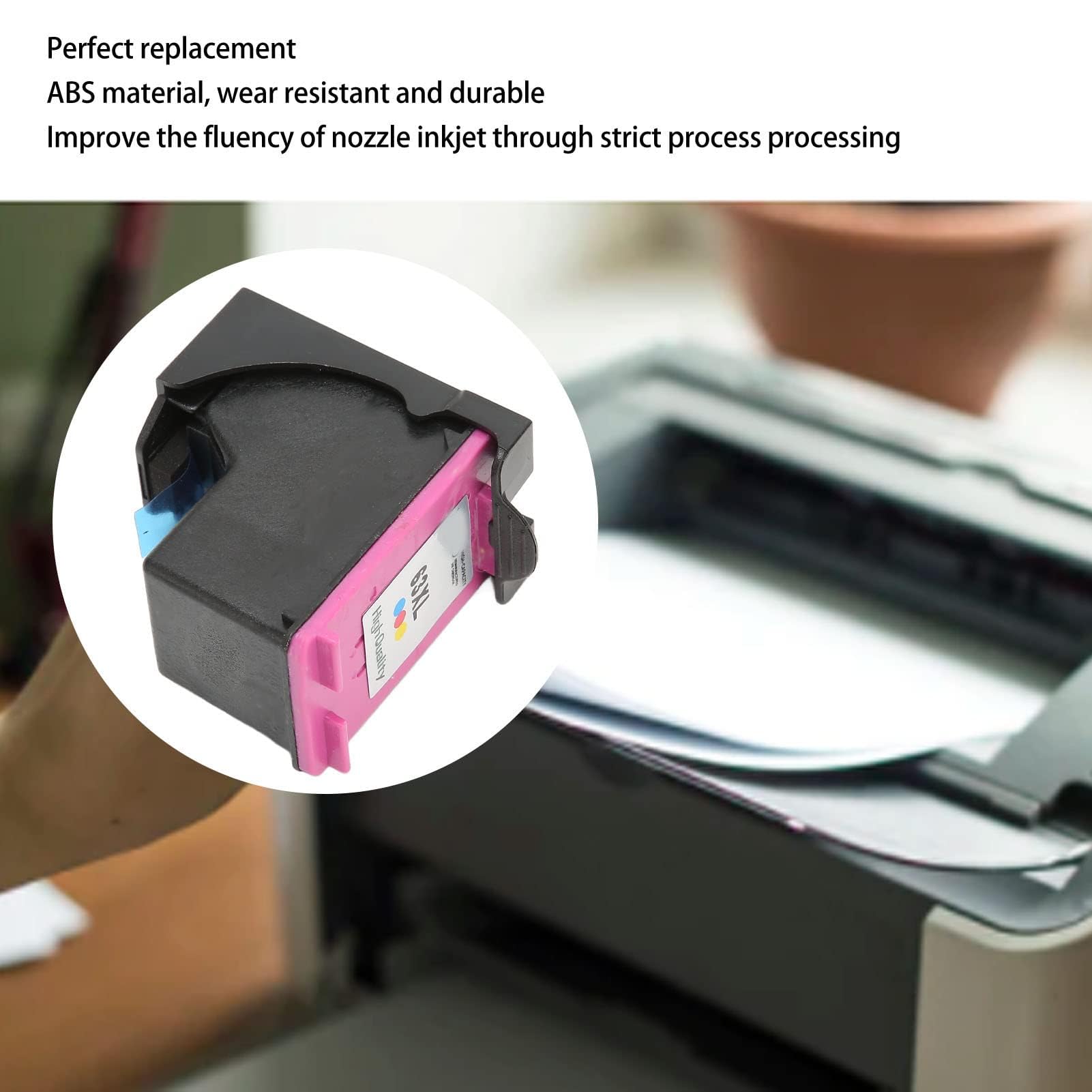 Dpofirs 63XL Cartouches d'encre 63 Remplacement pour Ink 63 63 63XL pour OfficeJet 3830 5255 5258 4650 5255 Envy 4520 4512 4513 4516 Deskjet 1112 1110 3634 3639 3632 2130 2132(H 63XLC