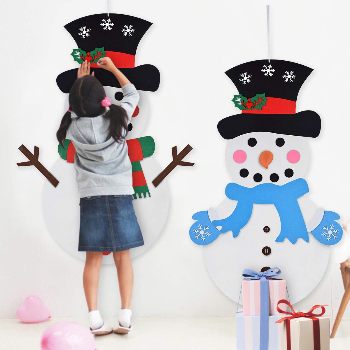Awesocrafts Kit per punto croce, motivo pupazzo di neve e cervi facili da cucire, kit per ricamo (pupazzo di neve