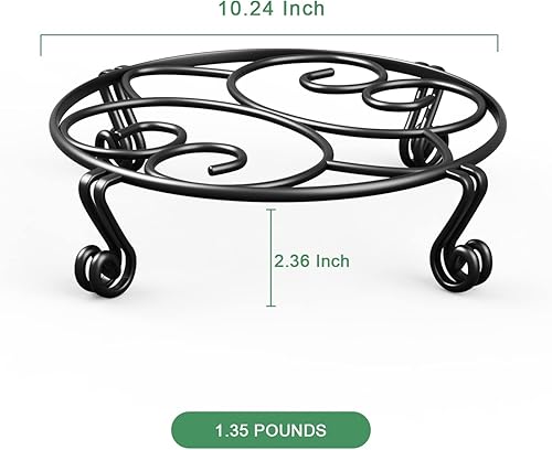 Miniatura 7 de Yimobra Paquete de 2 soportes para macetas resistentes para macetas para interiores y exteriores, metal a prueba de óxido, contenedor de jardín