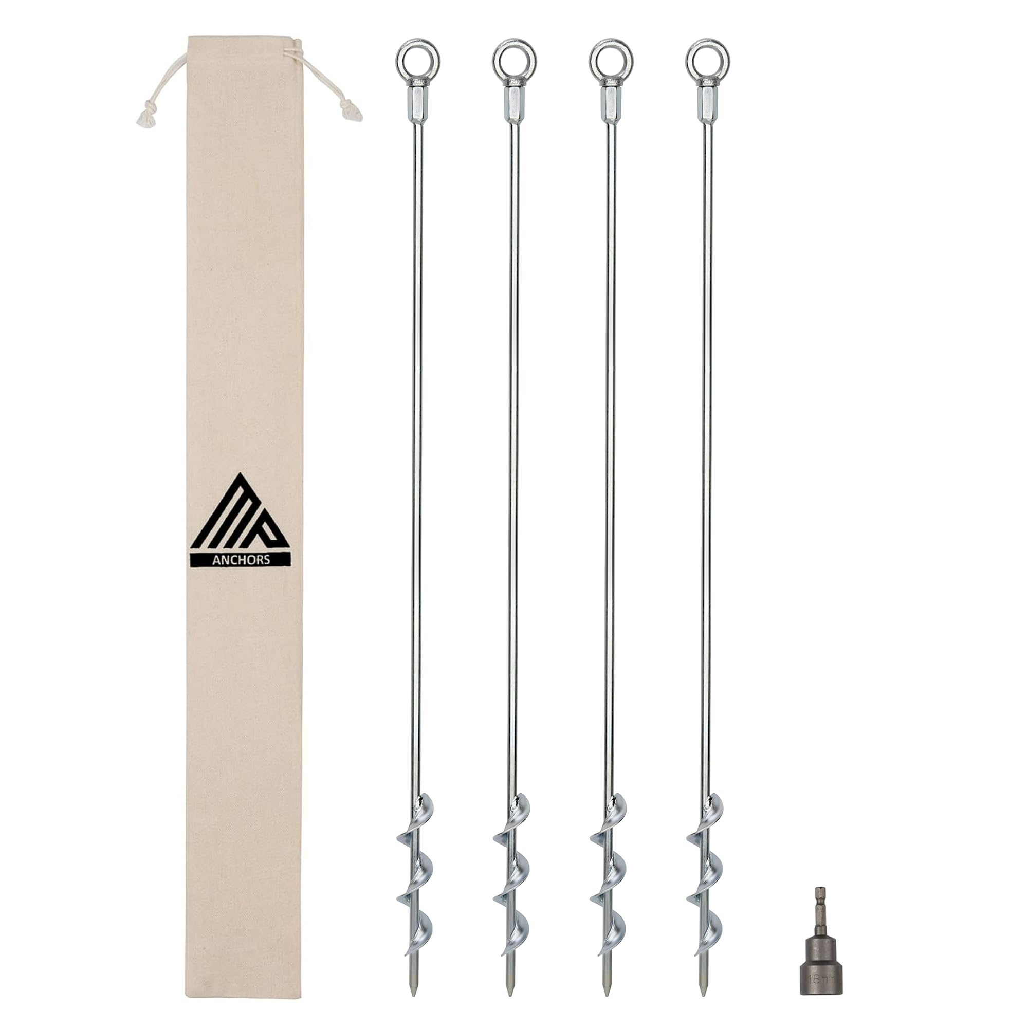 Ground Anchors Screw-in 32" Set of 4 With Drill Bit - Earth Stakes Heavy Duty for Mobile Home, Shed, Swing Set, Tree, Awning Canopy โ image 1