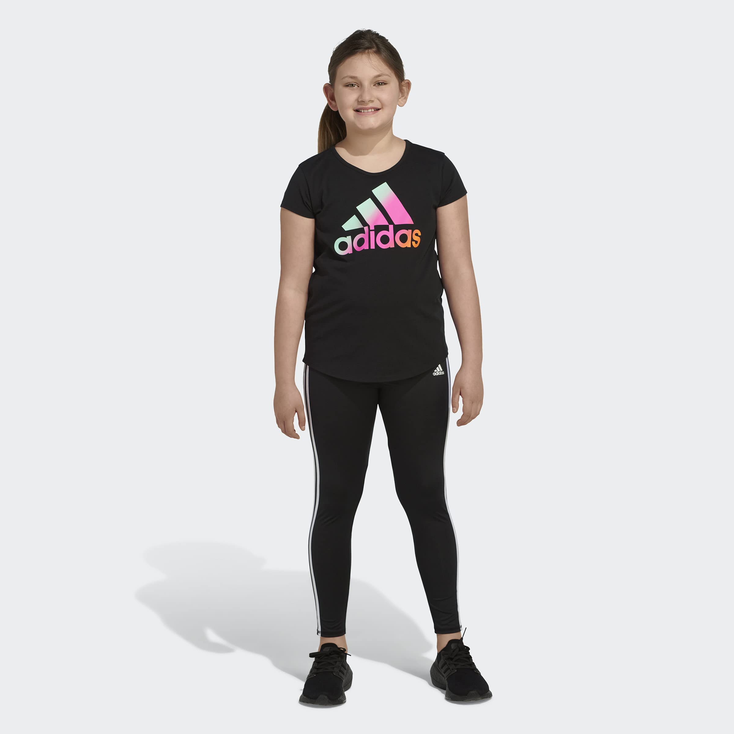 adidas Girls Size AEROREADY Long Tights, czarne, M+ (10/12 PLUS)
