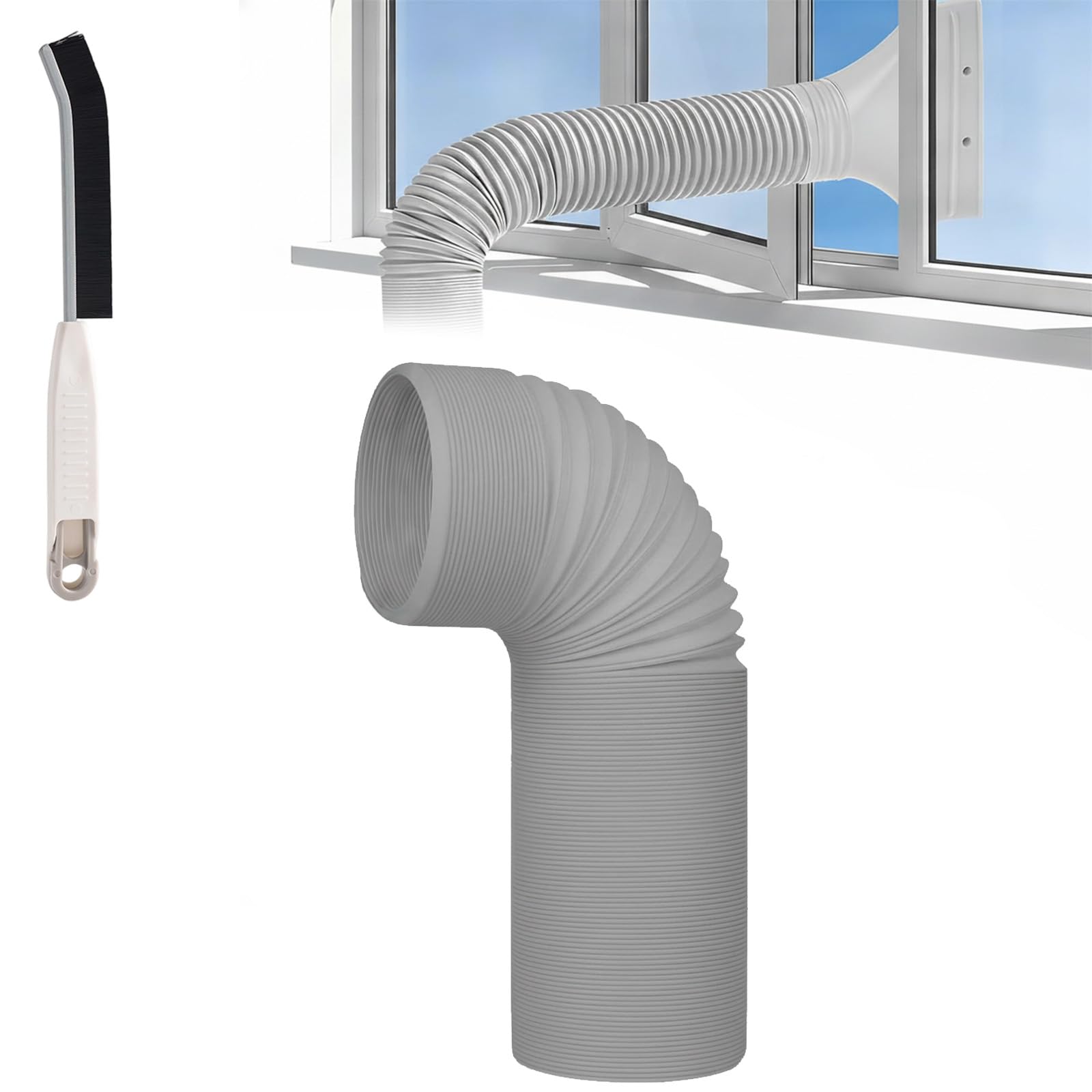 Liocwocne B- Diameter 130Mm Air Con Hose Window Vent Attachment, Flat Air Conditioner Window Adapter For 130Mm & 150Mm Exhaust Hose, Universal Portable Ac Extension Connector Port For Air Conditioning (B- Diameter 130Mm)