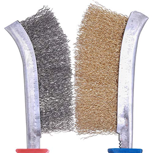 Mixiflor 6 Pack Scratch Wire Brushes Set Stainless Steel Brass Wire Brush for Automotive, Cleaning Welding Slag Rust Scrubbing Brush
