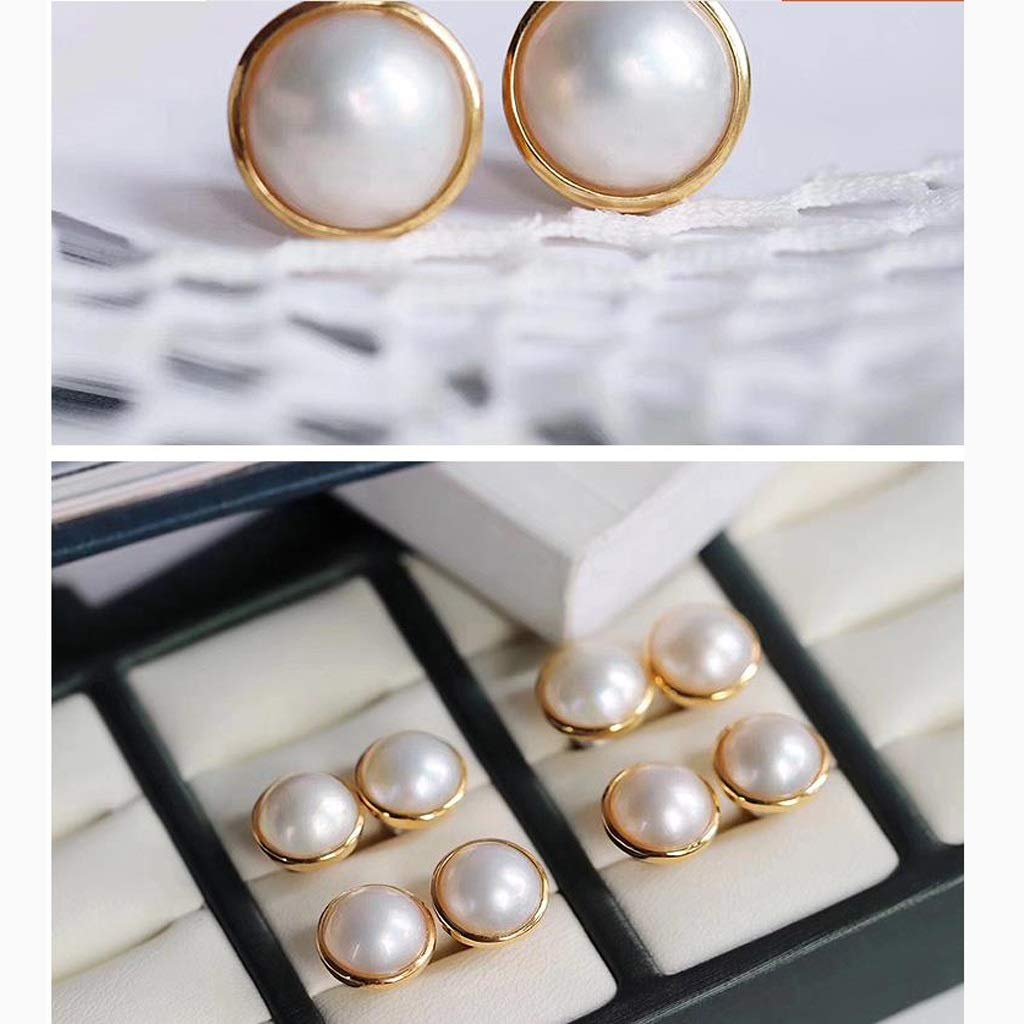 Orecchini Orecchini in perle acqua mare naturale Mabe Orecchini retrò selvaggi in argento sterling 925 forte lucentezza Orecchini rotondi donna 10 mm