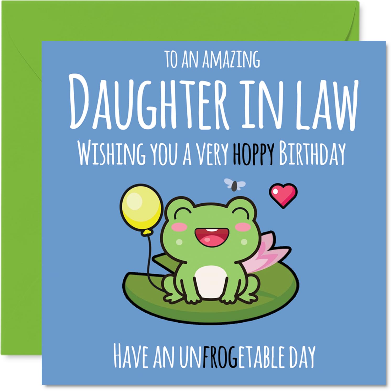 Daughter in Law Birthday Card - Cute Frog - Happy Birthday Card for Daughter in Law from Father Dad Mother Mum, 145mm Bday Greeting Cards