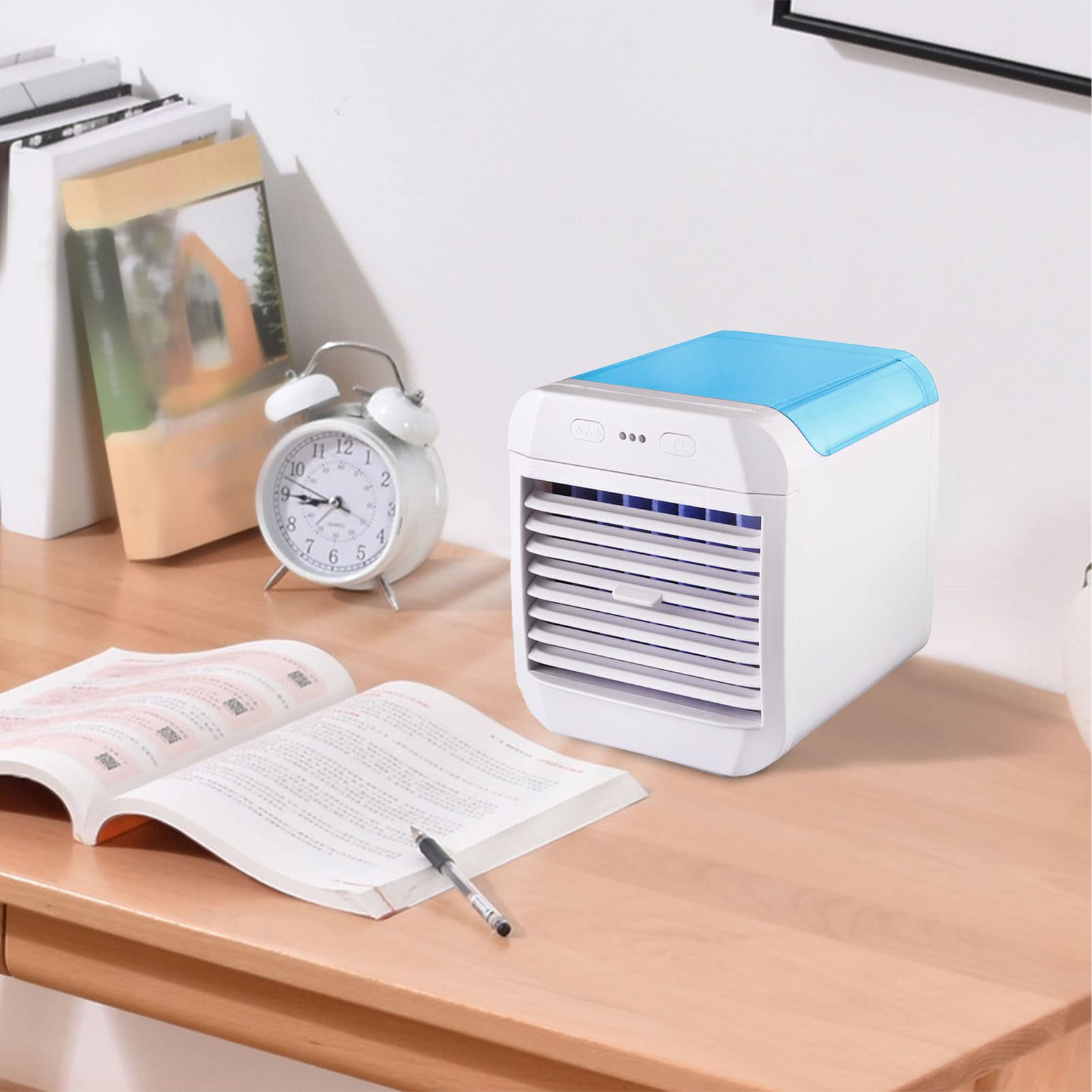 Yarvoney Mobiele airconditioner, mini-luchtkoeler, luchtkoeler, luchtbevochtiger, USB-draagbare airconditioning, luchtkoeler voor kantoor, persoonlijke ventilator met nachtlampje, voor woning en Yarvoney Mobiele airconditioner, mini-luchtkoeler, luchtkoeler, luchtbevochtiger, USB-draagbare airconditioning, luchtkoeler voor kantoor, persoonlijke ventilator met nachtlampje, voor woning en