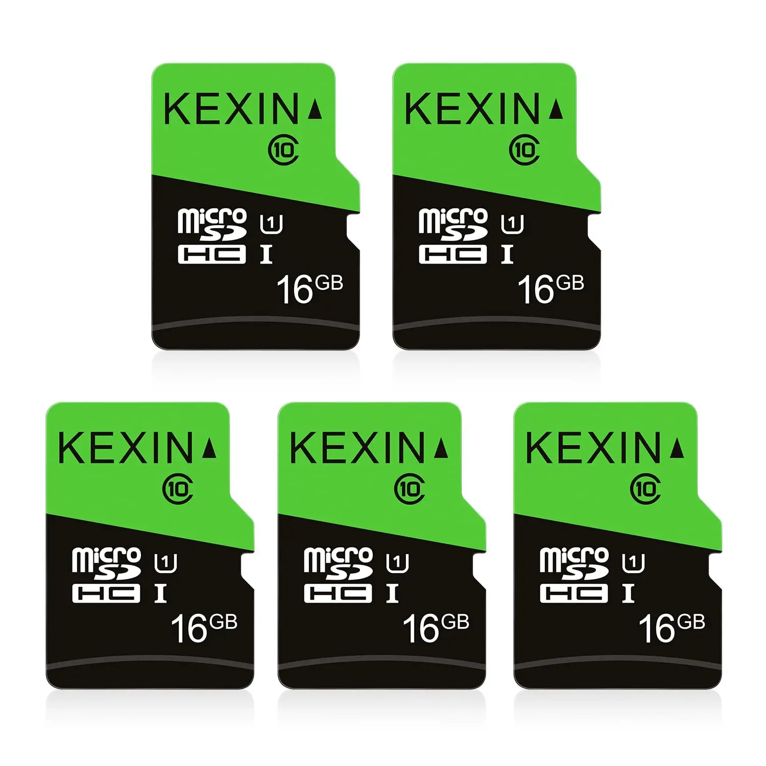 KEXIN Micro SD Karte 16GB 5 Stück Speicherkarte + Adapter UHS-1 MicroSDHC Speicherkarten Class 10 U1 C10 Memory Karte Mini SD Card TF Card für Smartphone, Tablet, Action-Kamera, Drohne und Notebook