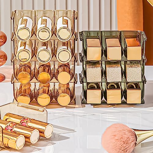 Fockety Soporte para Pintalabios, 3 Prácticos Estuches Transparentes para Guardar Pintalabios para Maquillaje (Naranja Transparente)