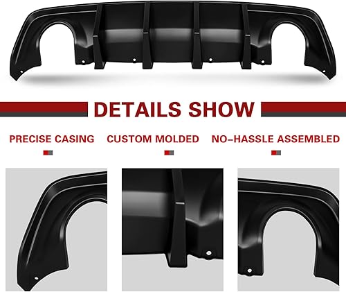 Miniatura 9 de KKoneAuto Difusor trasero compatible con Dodge Charger SRT 2015-2023, difusor de parachoques de labio trasero, divisor de cenefa de PP, estilo OE