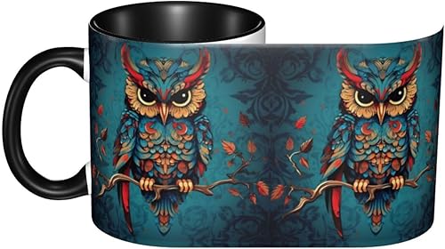 Miniatura 4 de Taza de café con diseño de búho, taza de té de cerámica, regalos para hombres y mujeres, apta para lavavajillas, microondas, oficina, decoración del