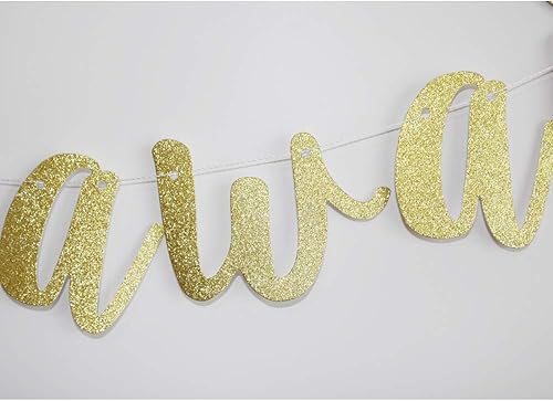 Miniatura 3 de Cartel de Adventure Awaits, guirnaldas doradas con purpurina para fiestas temáticas de viaje, mudanza, graduación, fiesta de jubilación, decoraciones