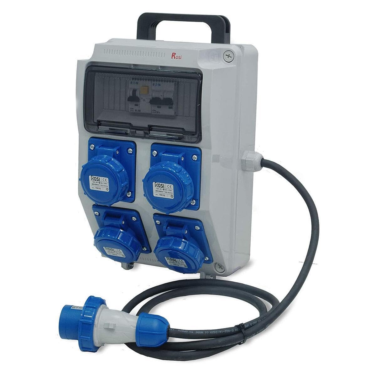 QUADRO ELETTRICO ASC DA CANTIERE FISSO 4 PRESE INDUSTRIALI IP67 + PULSANTE DI SICUREZZA A FUNGO