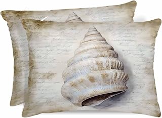 Satin Pillowcases Queen Size, Coastal Conch Silk Pillow Cases for Hair and Skin with Zipper 2 Pack, Summer Beach Seaside Nautical Vintage Smooth Throw Pillow Covers for Sleeping, 20"x30"