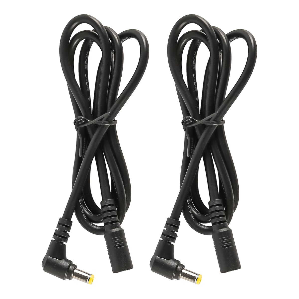 Muiltvoe 2PCS DC Power Extension Cable Right Angle Power Adapter 5.5mm x 2.5mm for CCTV Security Camera Surveillance