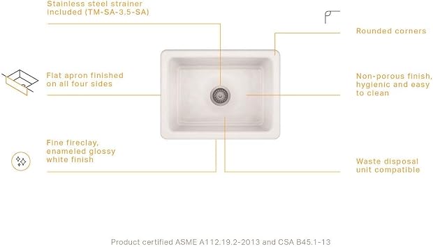 ProTerra 24 Fireclay Apron Sink with Rounded Corners