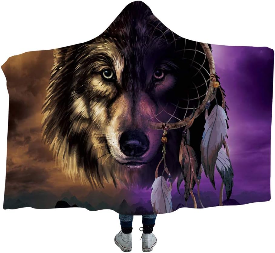 hooded wolf blanket