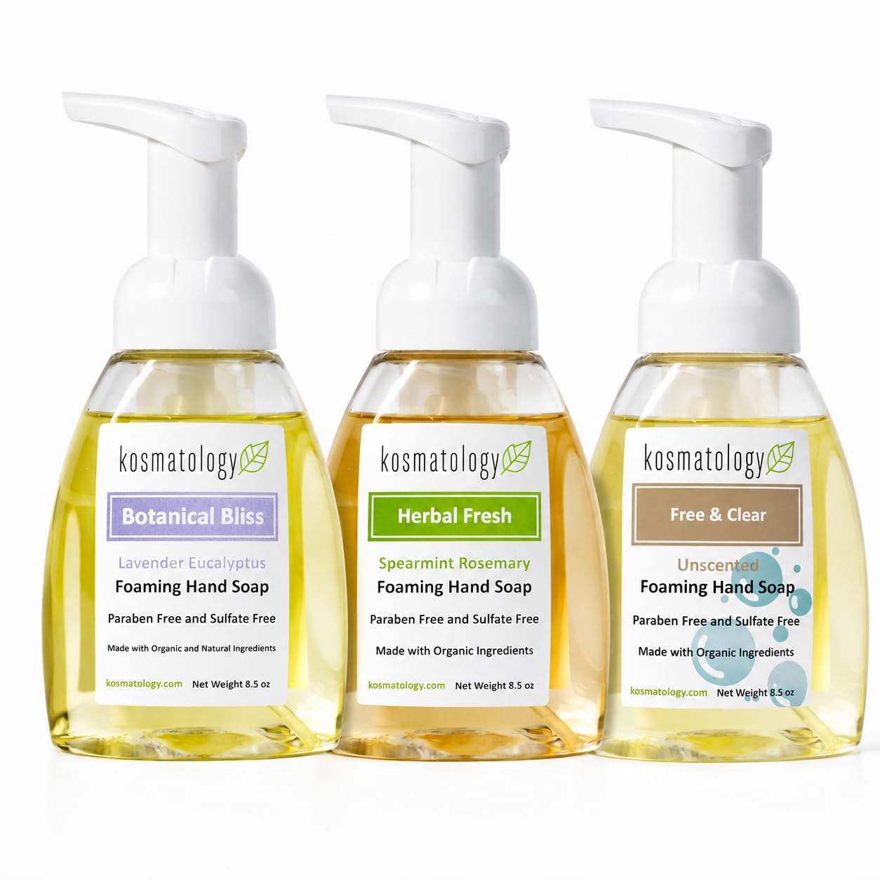Organic Foaming Hand Soap Trio, Herbal, Botanical & Unscented, 3 Pack