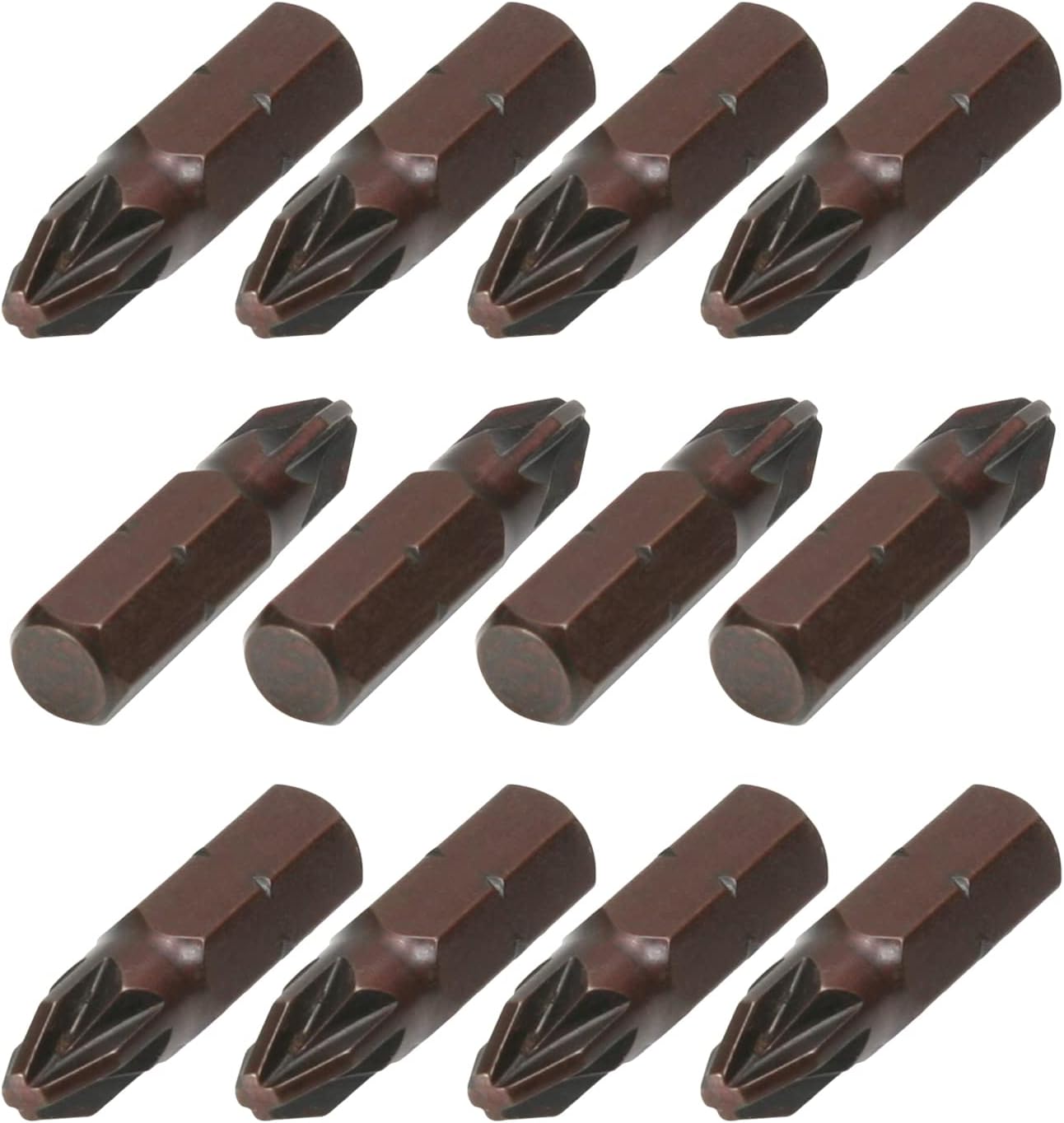 Utoolmart Magnetic Pozidriv Screwdriver Bits, 1/4 Inch Hex Shank PZ2 Screwdriver Bits, 25mm Length, S2 Steel Screwdriver Bits, 12 Pcs