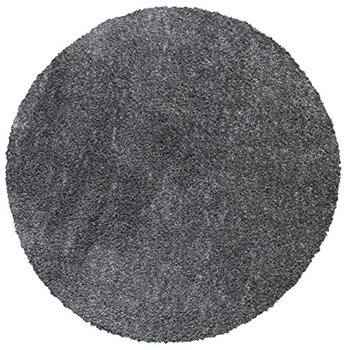 Safavieh Tapis Shag pour Salon, Salle à Manger, Chambre à Coucher - August Shag Collection, Tapis à Poil Court, Gris, 122 x 122 cm