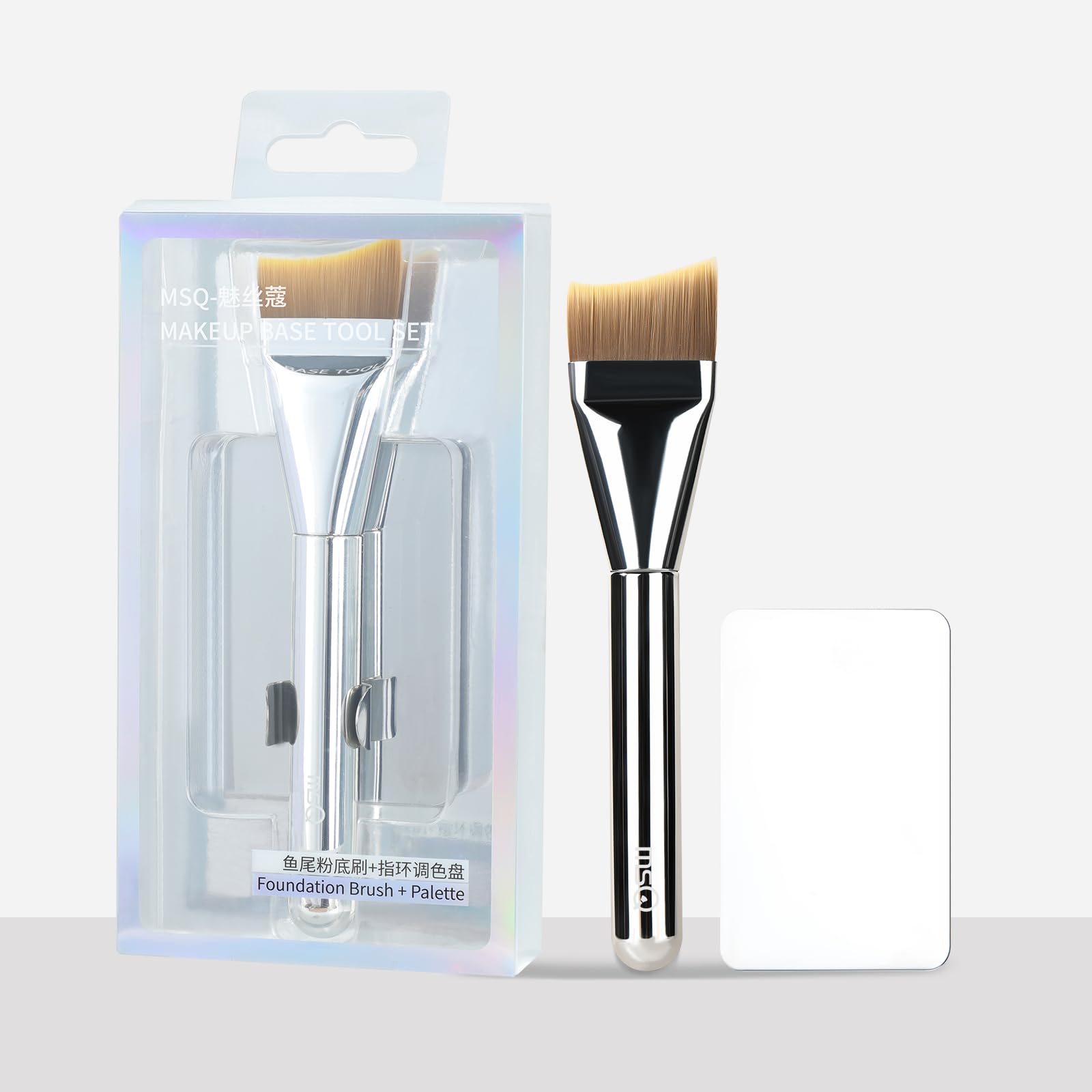 MSQ Pinceau de fond de teint ultra fin avec palette de fond de teint | pinceau de maquillage en poudre