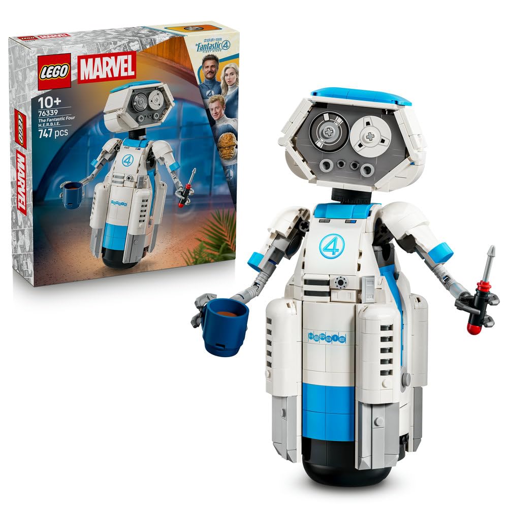 LEGO | Marvel Fantastyczna Czwórka H.E.R.B.I.E. 76339 | Figurka kolekcjonerska, zabawka dla 10-latka, prezent dla fana Marvela, klocki dla chłopca i dziewczynki, 747 elementów
