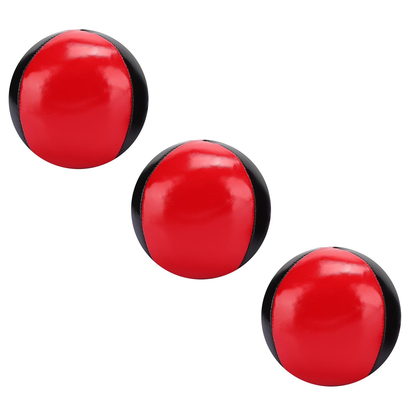 POENVFPO – Lot De 3 Balles De Jonglage Professionnelles – Cuir PU Rouge Et Noir – Remplissage Colloïdal – Diamètre 6,3 Cm – Pour Débutants