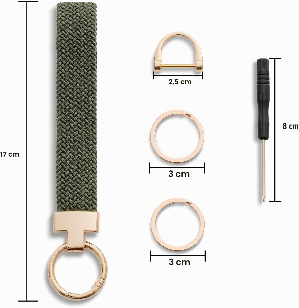 CHUQING Key Fob Elegant Key Chain Short Car Key Chain Women Modern Keychain Elastic Key Bracelet Car Key Ring Black M