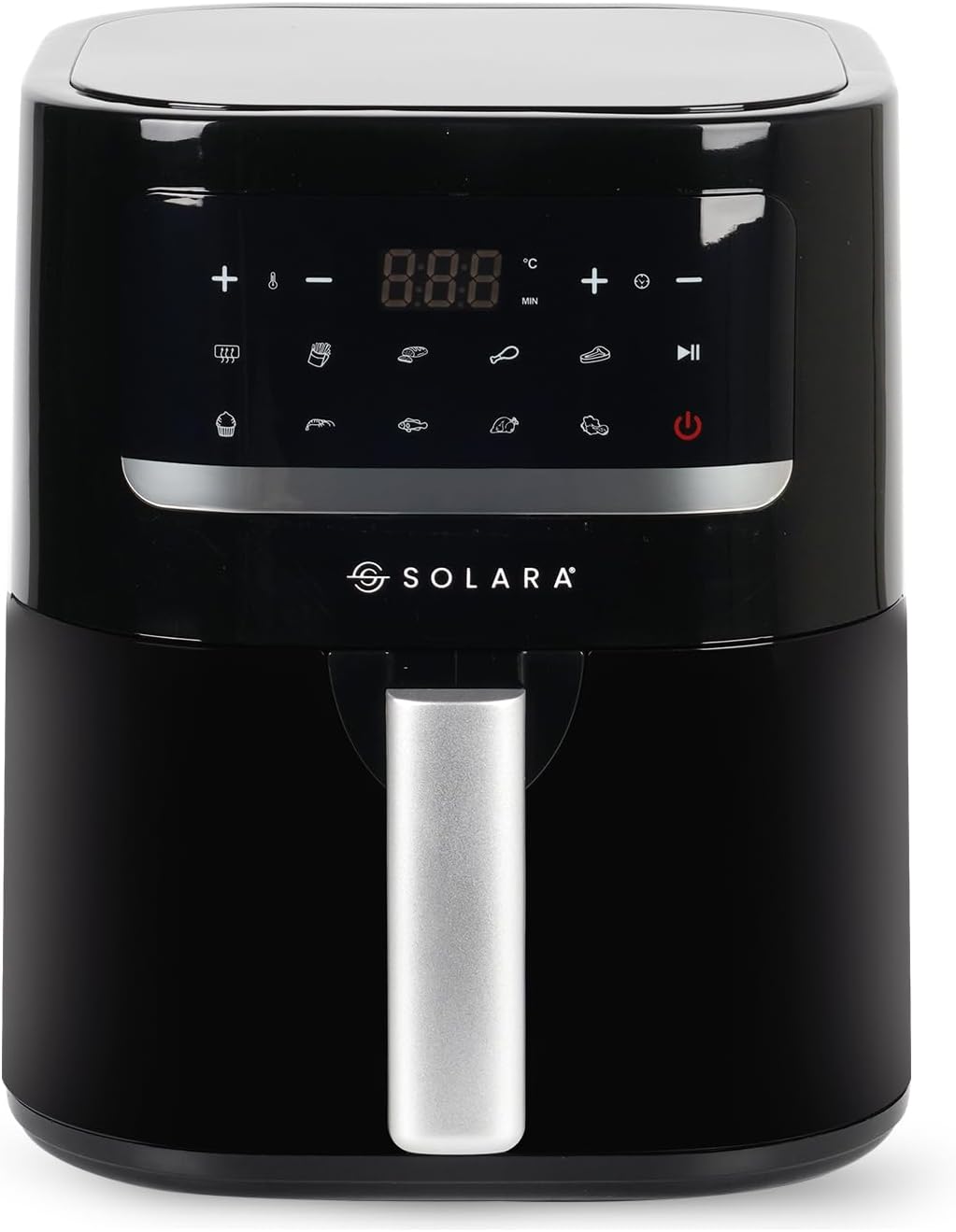 SOLARA Digital Air Fryer, 4.5L Capacity, 10 Preset Modes for Indian Cooking, 90% Less Oil, 1500 Watts, Digital Touch Control, 360° Air Circulation, Adjustable Temp, 100+ Recipe eBook & Videos,Black