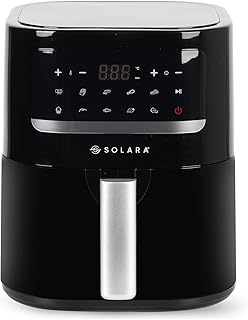 SOLARA Digital Air Fryer, 4.5L Capacity, 10 Preset Modes for Indian Cooking, 90% Less Oil, 1500 Watts, Digital Touch Control, 360° Air Circulation, Adjustable Temp, 100+ Recipe eBook & Videos,Black