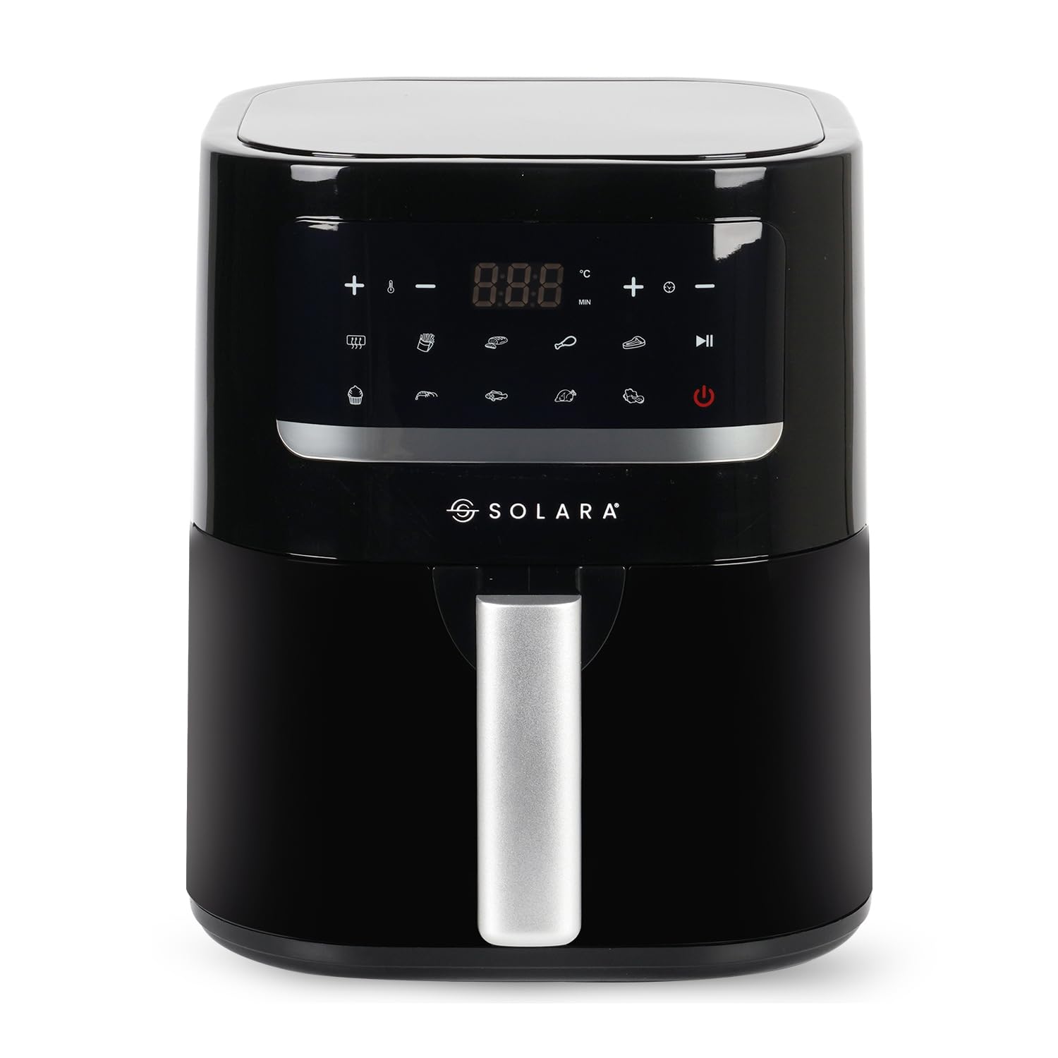 SOLARA Digital Air Fryer, 4.5L Capacity, 10 Preset Modes for Indian Cooking, 90% Less Oil, 1500 Watts, Digital Touch Control, 360° Air Circulation, Adjustable Temp, 100+ Recipe eBook & Videos,Black