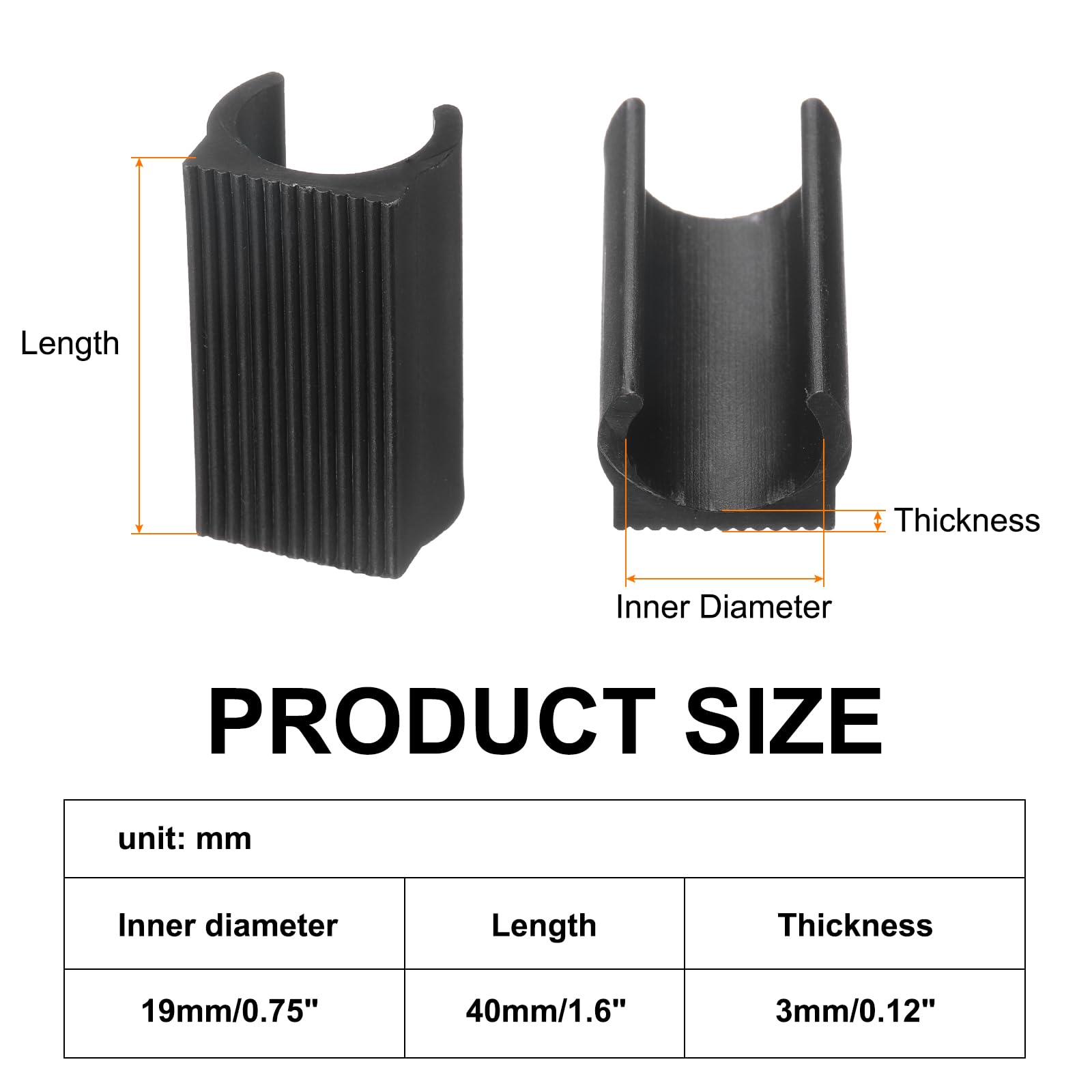 uxcell 20 Pcs Chair Foot O Shaped Floor Glides, 40mm Plastic Chair Leg Caps, Non-Slip Chair Foot Pads for Chair Legs Black - Image 2
