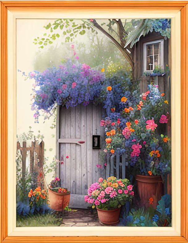 Joyhoor Cross Stitch Kits for Beginners Stamped Cross-Stitch Supplies Needlework preprint Embroidery Kits for Adults DIY Needlepoint Kits Embroidery Patterns 11CT-Garden Path 16x20 inch