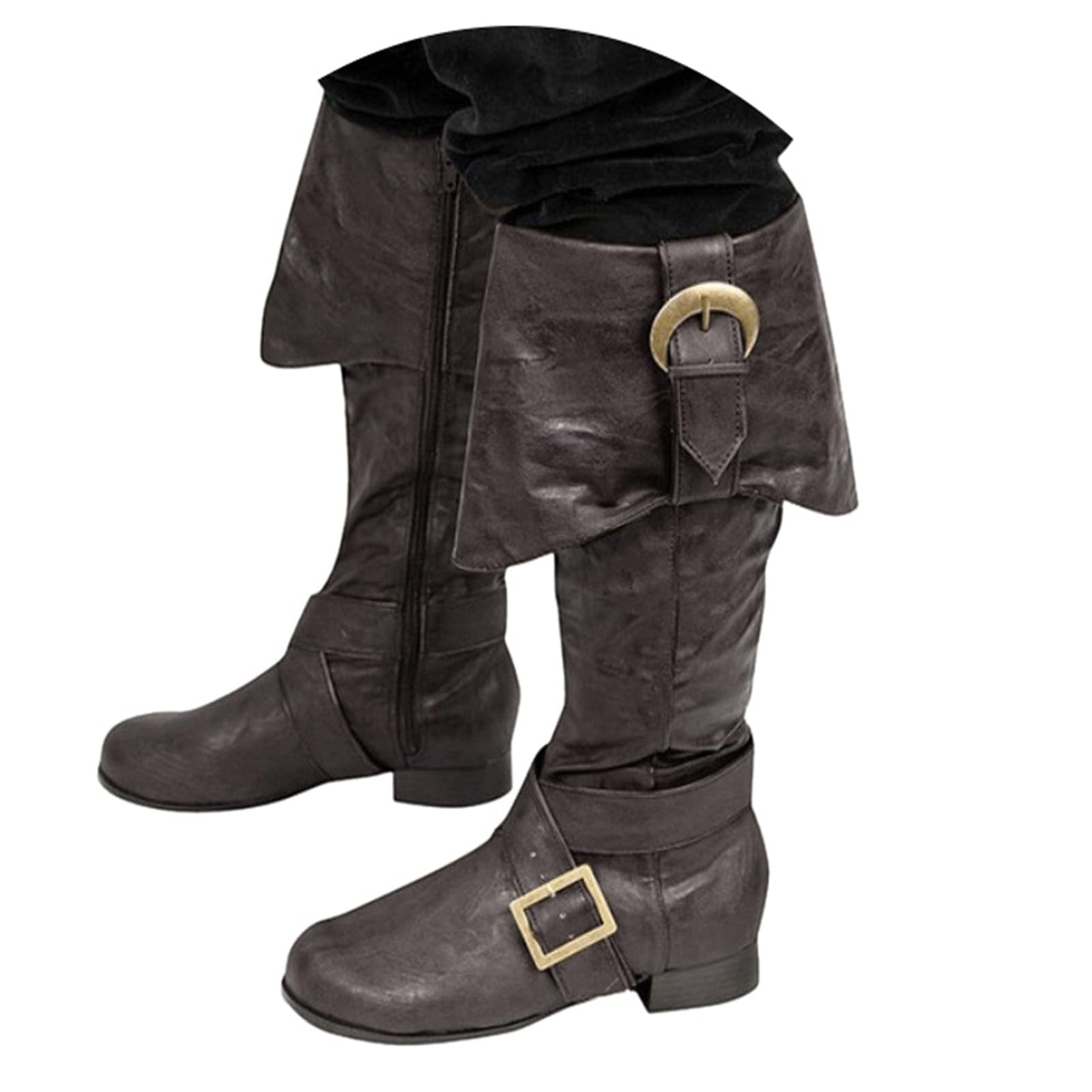 Mittelalter Schuhe Herren Damen Renaissance Flache Cowboystiefel Wikinger Stiefel Cosplay Kostüm Pu-Leder Motorrad Sneaker Sommerstiefel Trachten Barfußschuhe Halbhohe Ritter-Jäger
