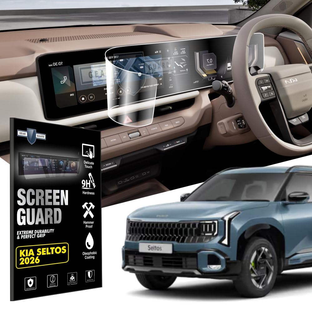 RGY Screen Guard For KIA SELTOS 2026 FACELIFT Accessories Dual Screen infotainment system Protection film - CLEAR-image-4